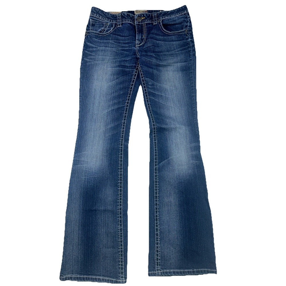 MEK Denim Bootcut Stretch Women's‎ 31x34 Jeans  Whiskered Pocket Stitching